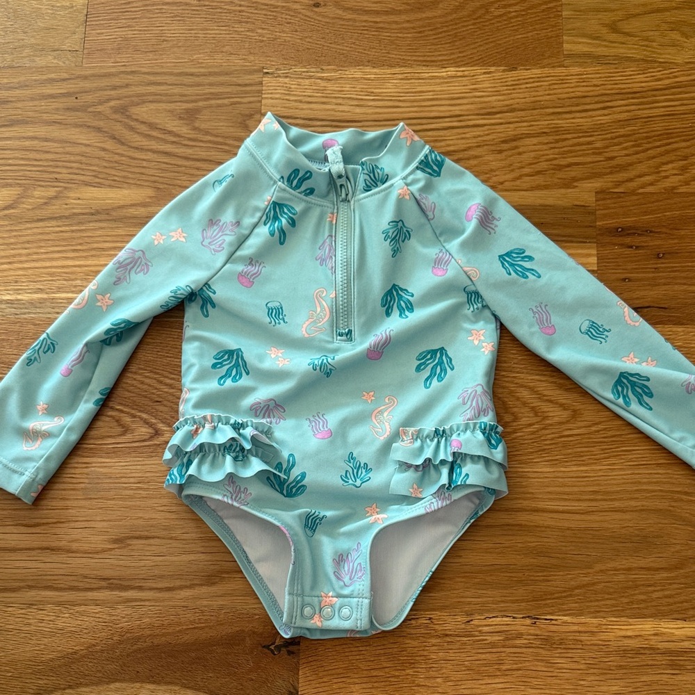 Carter's Seafoam Green Kids Swim Rashguard Suit